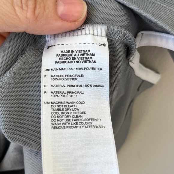 Adidas XL Golf Gray Chest Print Polo Shirt Stretch Stripe Relaxed Fit - Picture 7 of 9